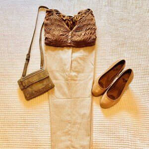 Stylish for Most Seasons High Rise Ankle Pants in Tan/Cream (14P) New with Tag